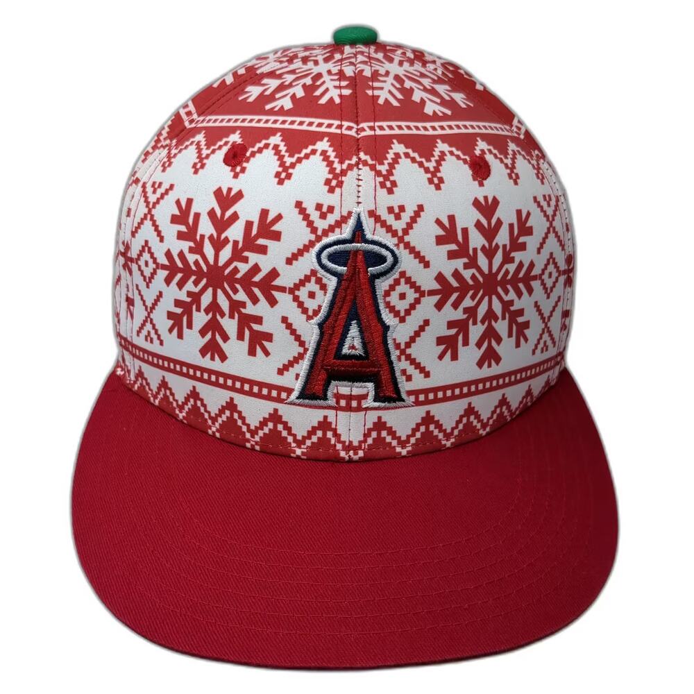 Los Angeles Angels MLB Sixth Man Snapback Hat Red OS Ugly Sweater Snowflake